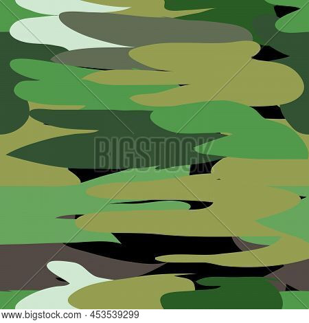 Military Style Patternin Shades Of Green , Vector Illustration, Eps