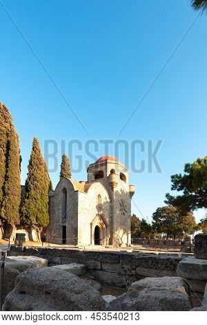The Territory Of Filerimos Monastery On The Island Of Rhodes In Greece