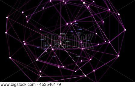 Big Data. Associated Blocks Of Information In The Global Network. 3d Illustration Of A Polygonal Mes