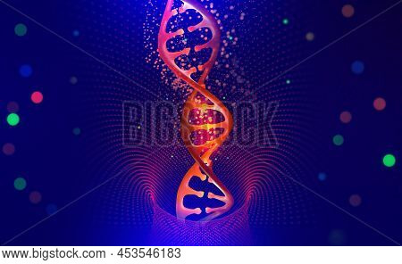 Dna Helix. Hi Tech Technology In The Field Of Genetic Engineering. Scientific Breakthrough In Human 