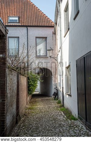 Mechelen, Malin, Antwerp, Belgium, March 28, 2022, Empty Laneway In The Small Beguinage Or Klein Beg