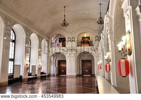Leipzig, Germany - May 9, 2018: Interior Of The New Town Hall (neues Rathaus) In Leipzig, Germany. T