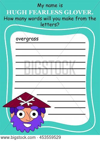 Anagram Word Game For Children With Cartoon Pirate Vector Illustration