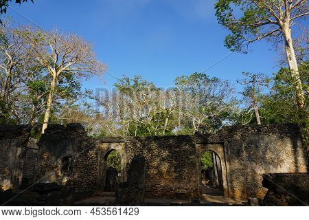 The Gedi Ruins In Watamu In Between Lush Vegetation, Kenya