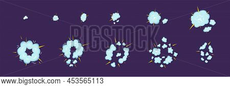 Top View Sky Blue Sprite Explosion Set. Vector Stock Illustration Isolated On Black Chalkboard Backg