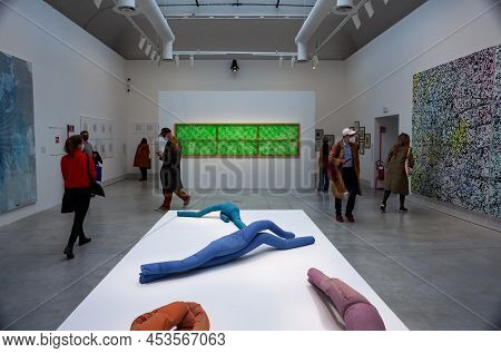 Venice, Italy - April 20: Installation Titled The Jumpsuit Theme By Sara Enrico, On Background Untit