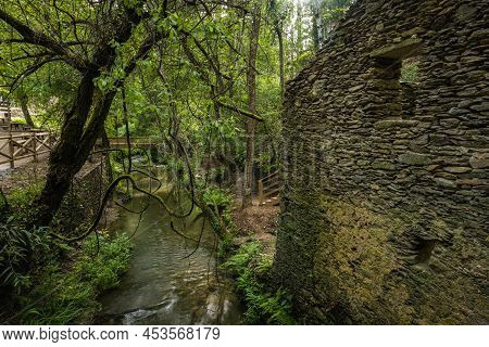Surrounding Landscape Of The Estanislau Fountain Park And The Lourido River That Divides The Parishe