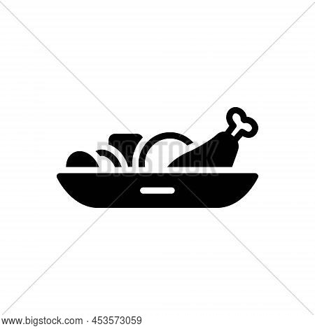 Black Solid Icon For Meal Food Eat Repast Meat Eatable Nutrition Foodstuff Protein Dish