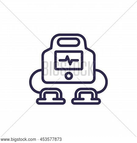 Defibrillator Or Cpr Device Line Icon, Vector