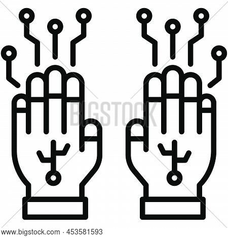 Vr Gloves Icon, Metaverse Related Vector Illustration