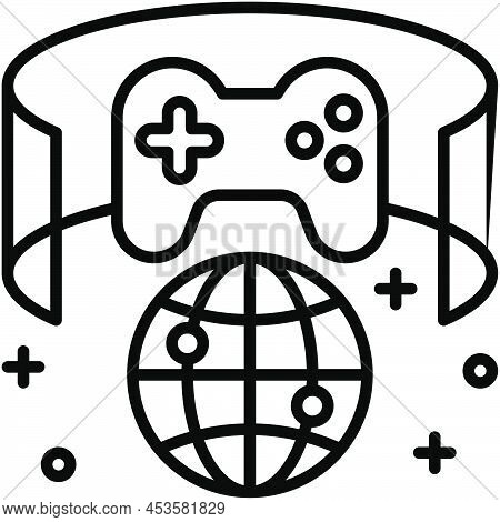 Panoramic Game And Contoller Icon, Metaverse Related Vector Illustration