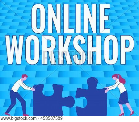 Conceptual Display Online Workshop. Business Showcase Shows Of Goods And Commodities Over The Electr