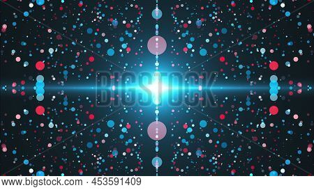Digital Backcircles In Black Space - Modern Abstraction, Computer Generated Background, 3d Rendering