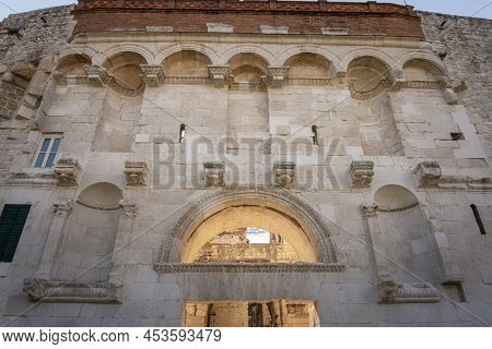Facade Of The Golden Gate In The Diocletian's Palace In Split, Croatia