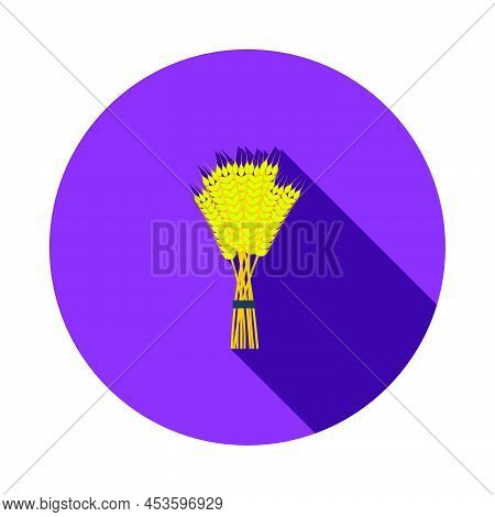 Wheat Icon. Flat Circle Stencil Design With Long Shadow. Vector Illustration.