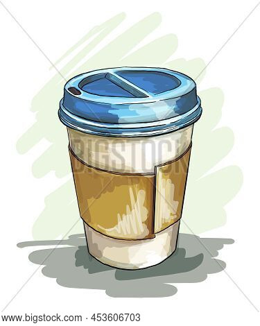 Vector Scene With Paper Coffee Cup, Illustration That Can Be Used For Menu Books And Cafe Promotions