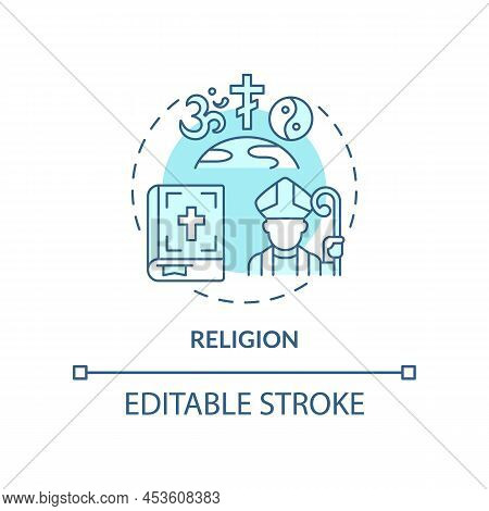 Religion Turquoise Concept Icon. Belief And Worship. Social Institution Abstract Idea Thin Line Illu