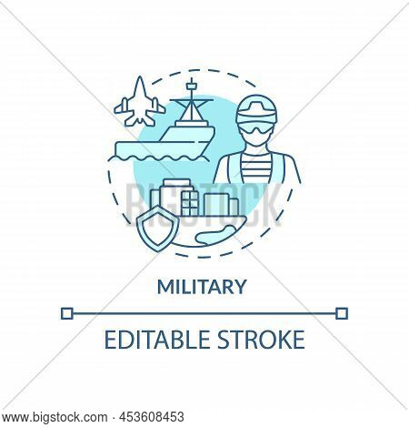 Military Turquoise Concept Icon. Armed Forces. State Defence. Social Institution Abstract Idea Thin 