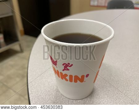 Augusta, Ga Usa - 04 15 22: Dunkin Donuts Coffee On A Table