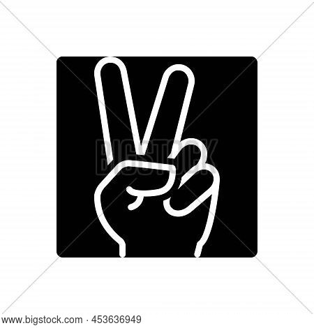 Black Solid Icon For Twice Double Doubly Gesture Finger Victory Achievement Lucky Peace