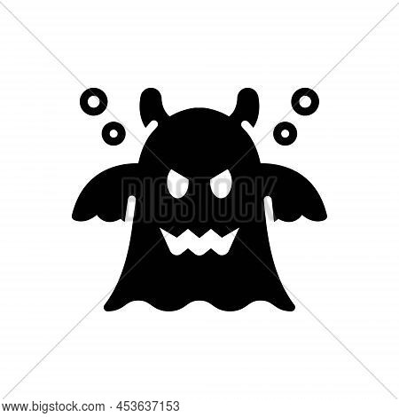 Black Solid Icon For Ghost Specter Past Goblin Spook Demon Halloween Spooky Fear