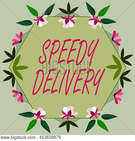 Conceptual Caption Speedy Delivery. Word Written On Provide Products In Fast Way Or Same Day Shippin