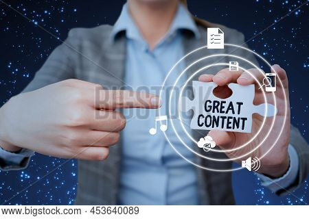 Text Caption Presenting Great Content. Business Concept Satisfaction Motivational Readable Applicabl