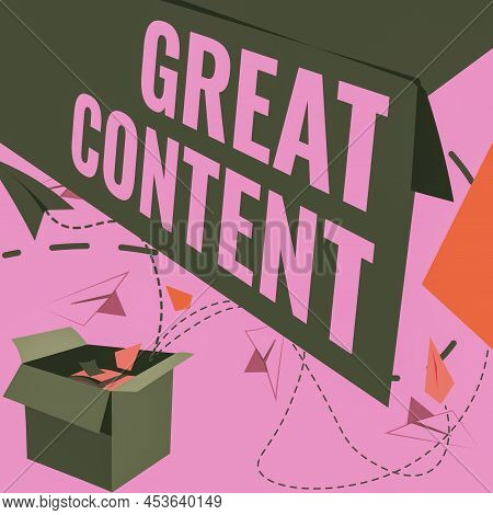 Writing Displaying Text Great Content. Business Overview Satisfaction Motivational Readable Applicab