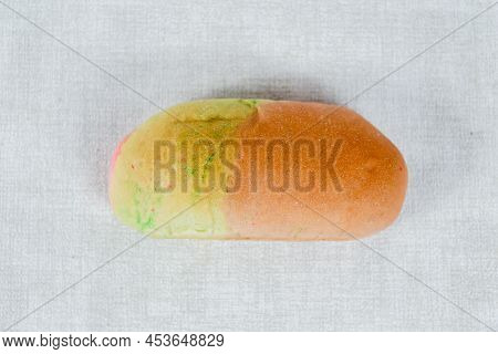 Rainbow Long John Buns Bread With Copy Space For Text