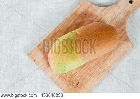 Rainbow Long John Buns Bread With Copy Space For Text