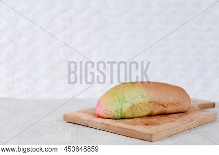 Rainbow Long John Buns Bread With Copy Space For Text