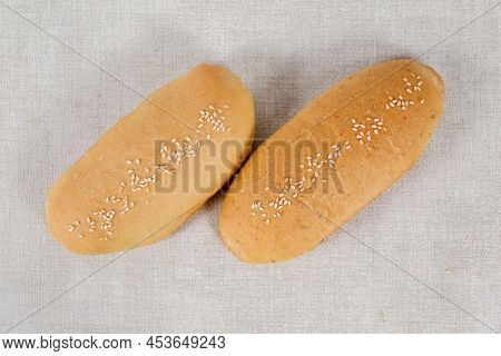 Milk Plain Long John Buns Bread With Copy Space For Text