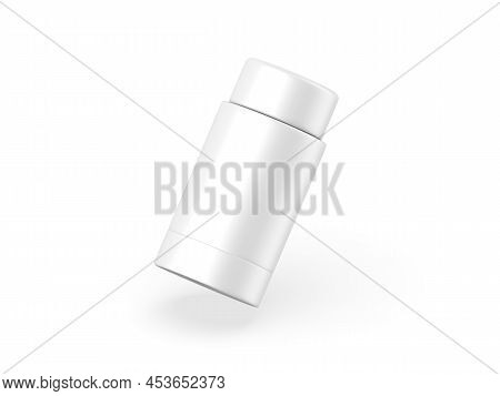 Matte Roll On Deodorant And Lip Balm Tube, Mock Up Template On Isolated White Background, 3d Illustr