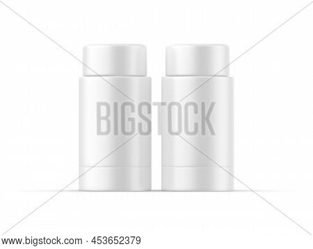 Matte Roll On Deodorant And Lip Balm Tube, Mock Up Template On Isolated White Background, 3d Illustr