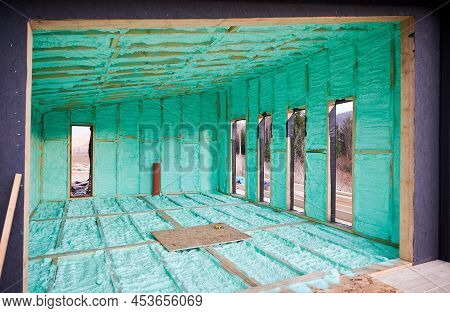 Wooden Frame House In The Scandinavian Style Barnhouse Thermal Insulated By Polyurethane Foam. Const