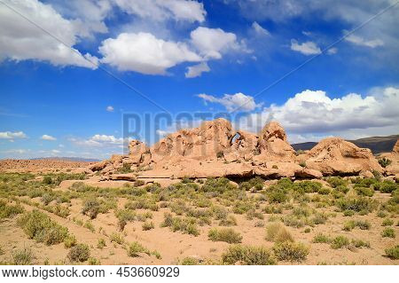 Amazing Rock Formations Along The Road In Siloli Desert, Bolivian Altiplano, Potosi Department, Boli