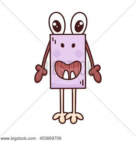 Single Character Monster Vector Illustration. Isolated Friendly Childish Weirdo. Doodle Fictional Bu