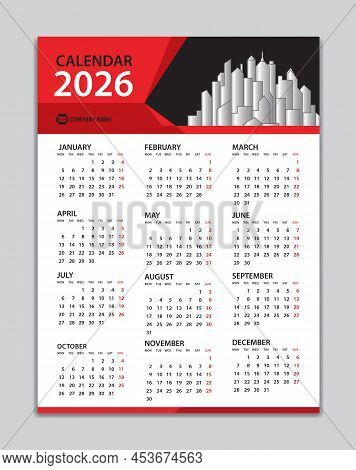 Calendar 2026 Template, Wall Calendar 2026 Year, Desk Calendar 2026 Design, Week Start On Monday, Po