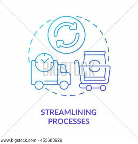 Streamlining Processes Blue Gradient Icon. Machine Industry. Lean Manufacturing Principles Abstract 