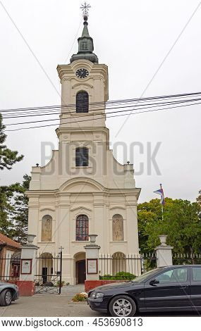 Dobanovci, Serbia - September 30, 2021: Orthodox Christiaan Church Saint Nicholas In Dobanovci Town 