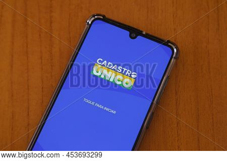 Minas Gerais, Brazil - April 24, 2022: Detail Of Cadastro Unico - Cadunico - Application Screen On S