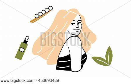 Girls With Beautiful Hair. Blonde With Lotion Or Cream. Hairbrush And Health Care. Model For Fashion