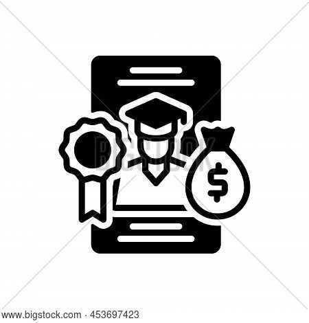 Black Solid Icon For Scholarship Education Expertise Schooling Studentship Academic Certificate