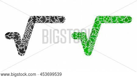 Ecology Sqrt Icon Collage Of Herbal Leaves In Green And Natural Color Shades. Ecological Environment
