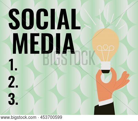 Hand Writing Sign Social Media. Word Written On Online Communication Channel Networking Microbloggin
