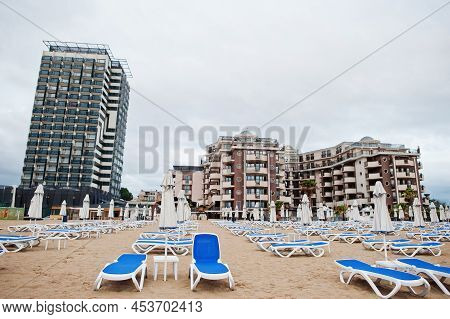 Sunny Beach, Bulgaria - June 17, 2021: Hotel Burgas Beach. Resort Sunny Beach Bulgaria View Of The B