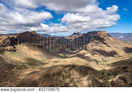 View From Degollada De Las Yeguas Viewpoint On The Barranco De Fataga At Gran Canaria, Canary Island