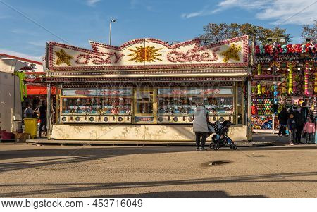 Palma De Mallorca, Spain; April 08 2022: Attractions And People At The Traditional Annual Fair, Fira
