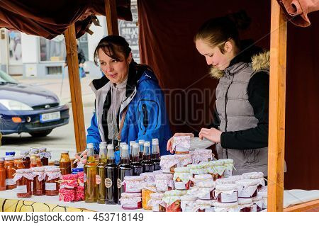 Hodonin, Czech Republic - April 23. 2022: Sales Stand With Vegetable Products, Healthy Food, Home Pr