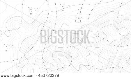 Abstract Paper Cut Shapes. Topographic Map On White Background. Topo Map Elevation Lines. Contour Ve